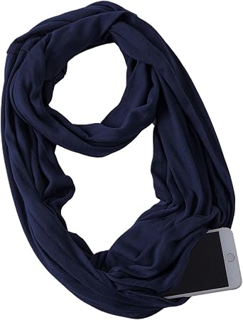 Womens Infinity Scarf Hidden Zipper Pocket