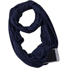 Women's Infinity Scarf Hidden Zipper Pocket | Travel, Fashion Muffler, Scarves Wraps, Soft Lightweight, Winter Spring, Stretchy