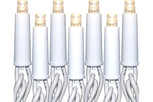 LED Christmas Lights - 50 LED Bulbs Warm White Light 6-inch Spacing