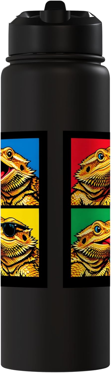 Vintage Bearded Dragon Funny Boys Girls Costume Art Meme Stainless Steel Insulated Water Bottle