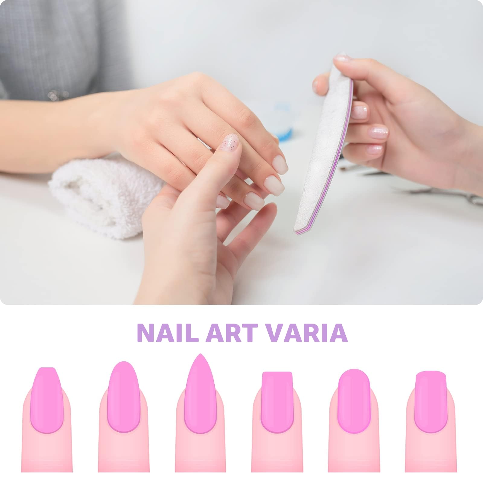 Lima per unghie, 20 Pezzi Lima unghie Professionale a Doppia Faccia Riutilizzabile 100/180 Grana per Uso Domestico e Salone, Gomma,Carta,Vetro, Bianco
