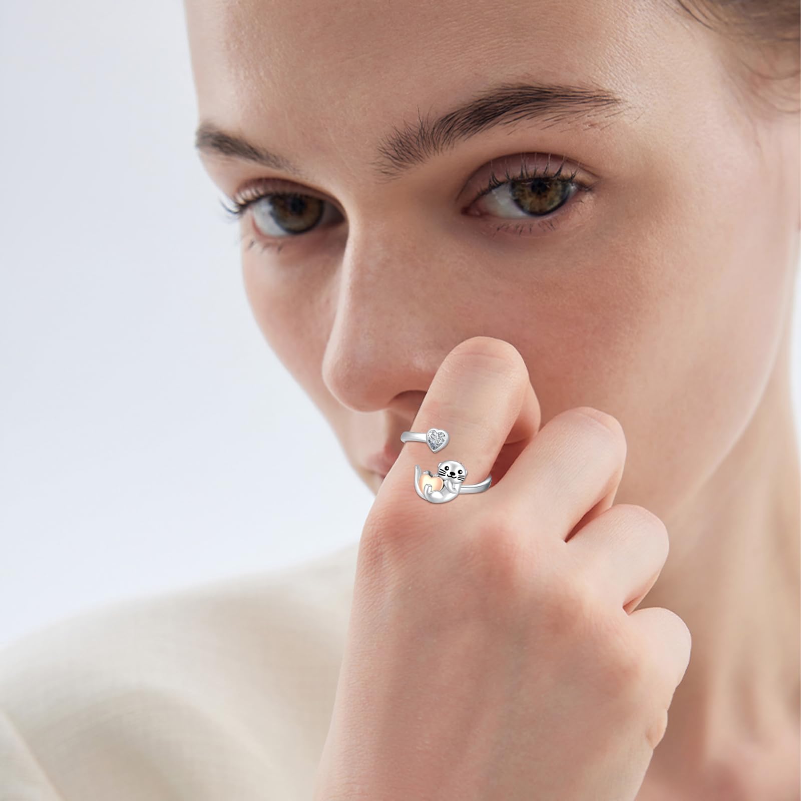 Luna/stella/girasole/farfalla da strega/lontra anello in argento sterling 925 prevenire le allergie anello regolabile gioielli d'argento regali per ragazze donne bambini…