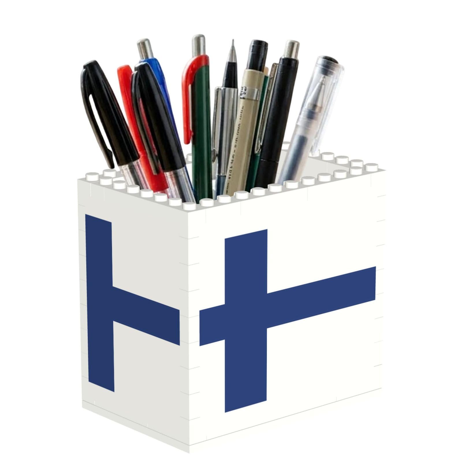 SXZVVBN Finnish flag Building Block Desk Tidy ABS Organiser