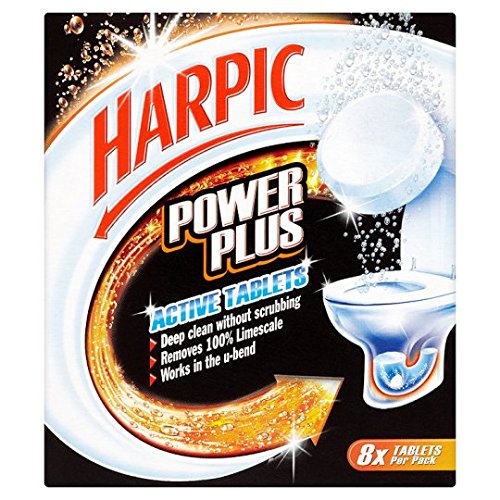 Harpic Powerplus Active Tablets, Original Scent, Pack 10 x 8 Tablets, Deep Clean Without Scrubbing, Removes 100% Limescale, Toilet Cleaner