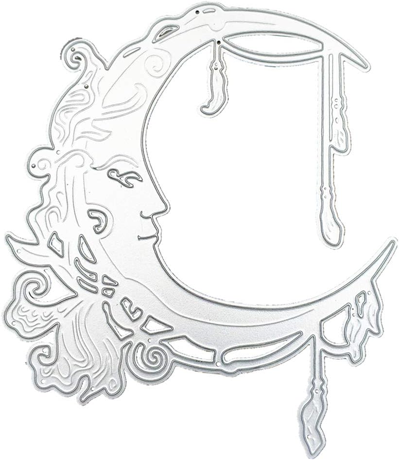 Rhfemd Carbon Steel Cartoon Crescent Moon Cutting Die Embossing Stencil Template Mold DIY Paper Art Handcraft