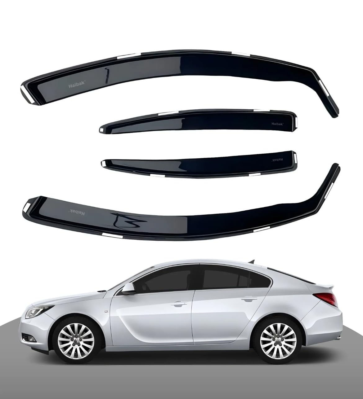 Wind Deflectors Set Compatible with Vauxhall Insignia MK2 Saloon (2009-2017) – 4 Door – 4pcs Tinted In-Channel Fit