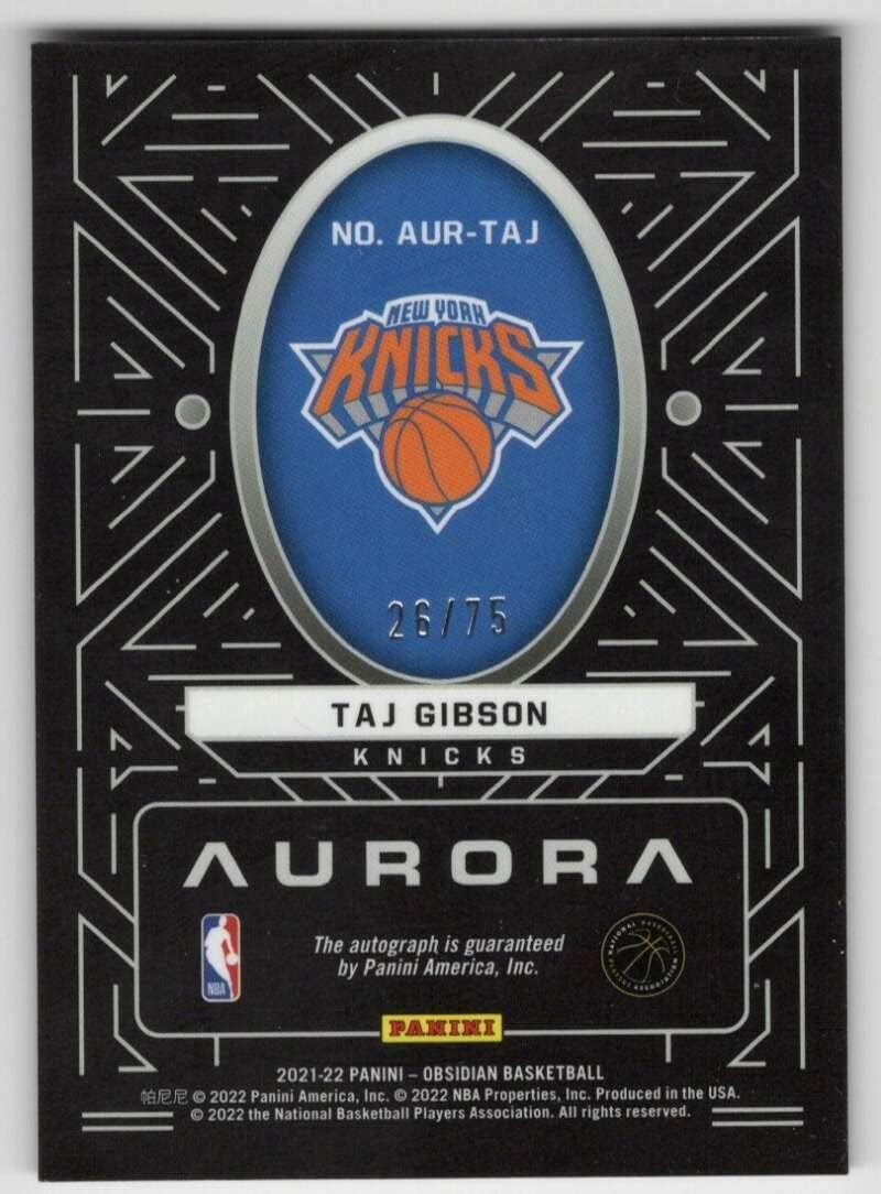 TAJ GIBSON AUTO 2021-22 Panini Obsidian Aurora /75 Autographs Electric Etch Purple #14 Knicks NM+-MT+ NBA Basketball