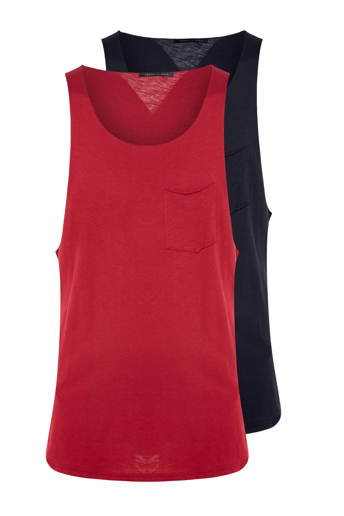 Trendyol Man Regular fit Basic Crew Neck Woven Singlet,Burgundy,M