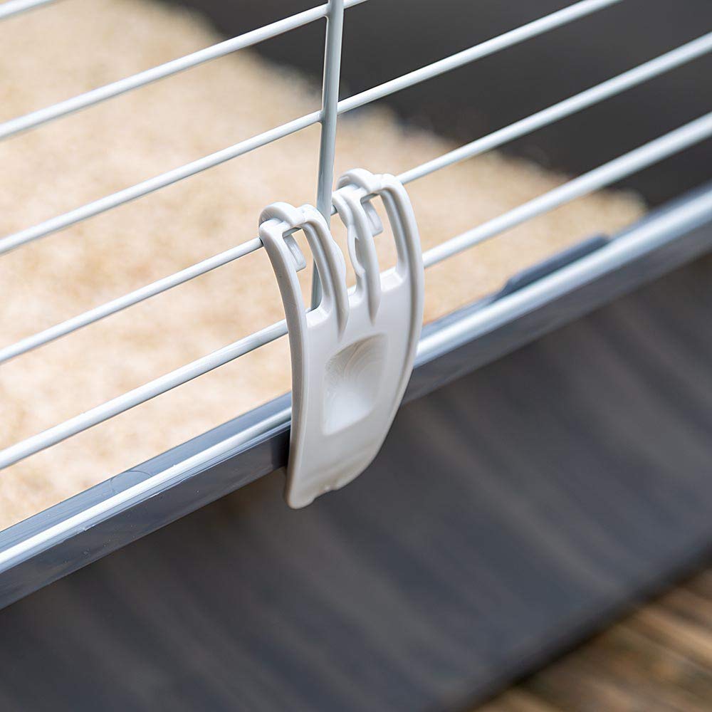 Ferplast Jaula Conejos Rabbit 100 - Gran Espacio con Casita, Lado Frontal Abatible, Clips de Seguridad - Fácil Limpieza, Accesorios Incluidos - 95 x 57 x h 46 cm