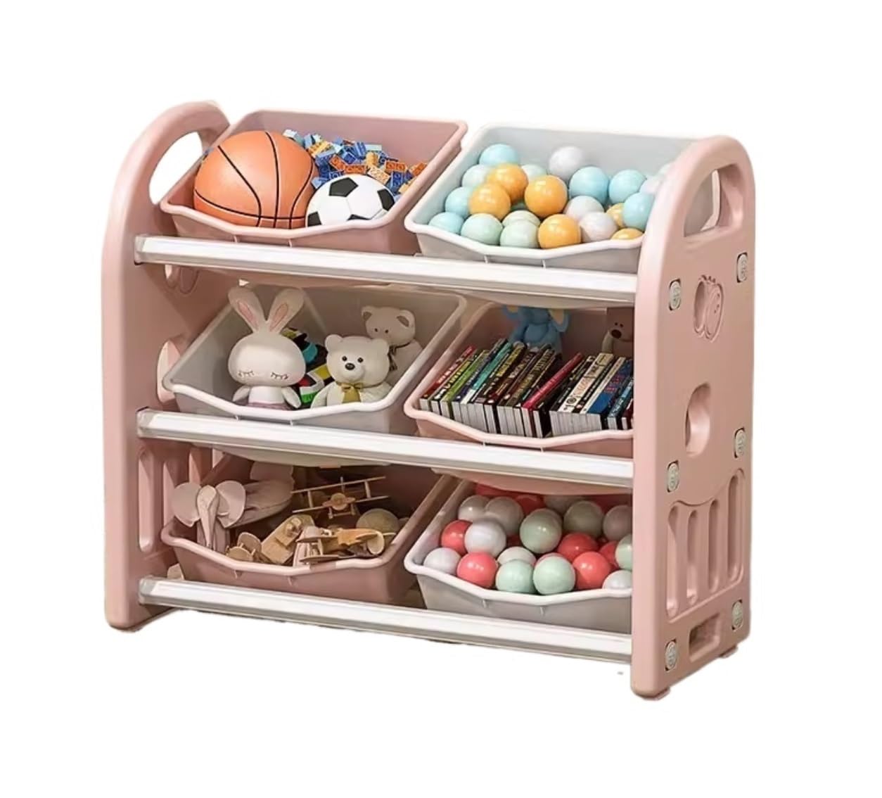 Organiseur de rangement de jouets avec bacs amovibles pour salle de jeux, chambre à coucher et salon