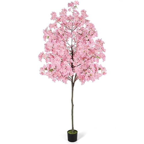6Ft Tall Cherry Blossom Artificial Tree, Fake Tree Faux Silk