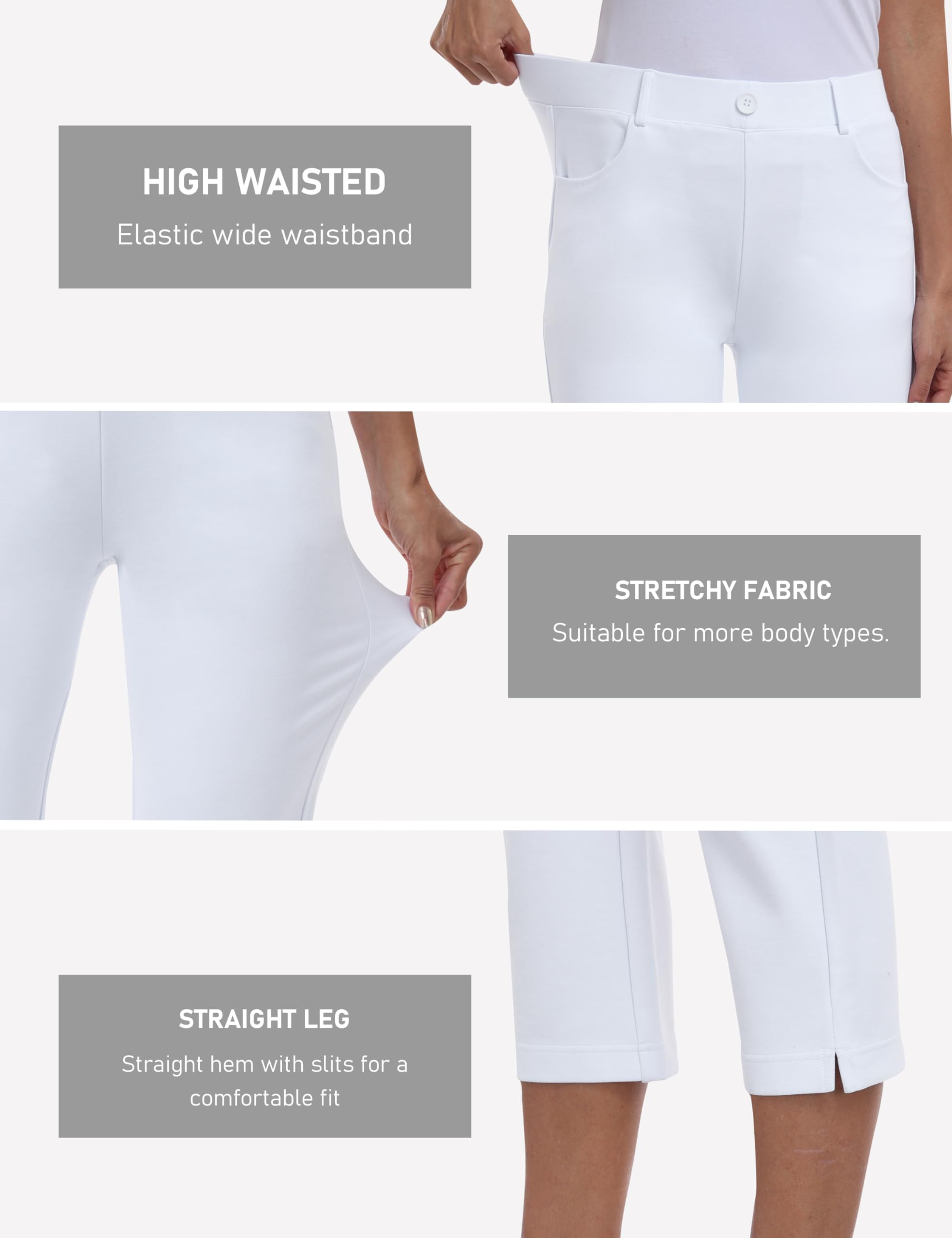 Damen Golfhosen Capri Business Hose Elegante Golf Hosen Atmungsaktiv Yoga Büro Anzughosen Elastisches Band Freizeithose Schwarz