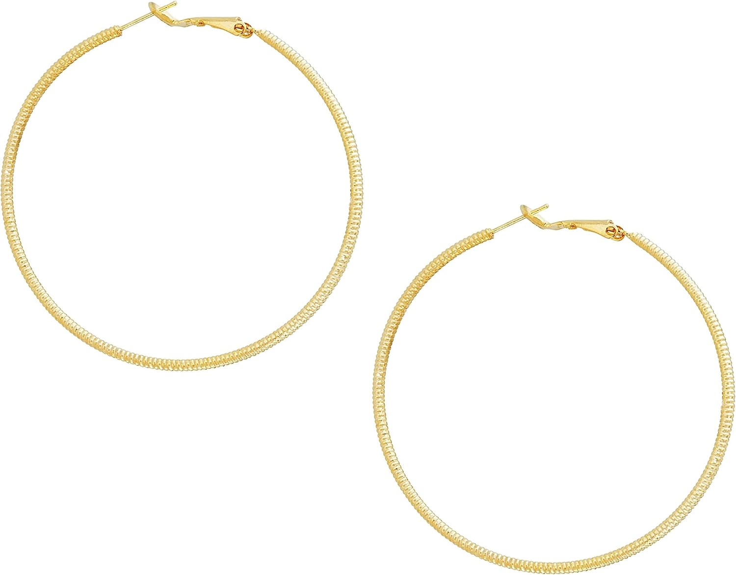 TGP 18K Gold Plated Large Engraved Hoop Earrings for Women, Lightweight Round Gold Hoops 60mm - Image 5