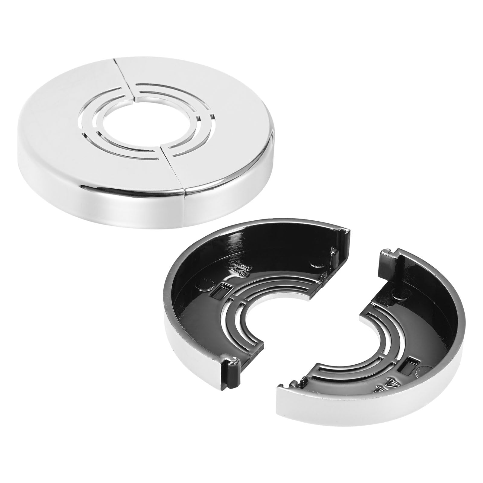M METERXITY 2-Pack Flangia Divisibile Da Parete Tagliabile, Per Tubo Con Diametro Esterno 0.8/1/1.2 Pollici(20/25/32mm) Piastra Di Copertura ABS Idraulica [Altezza 10mm, Colore Argento]