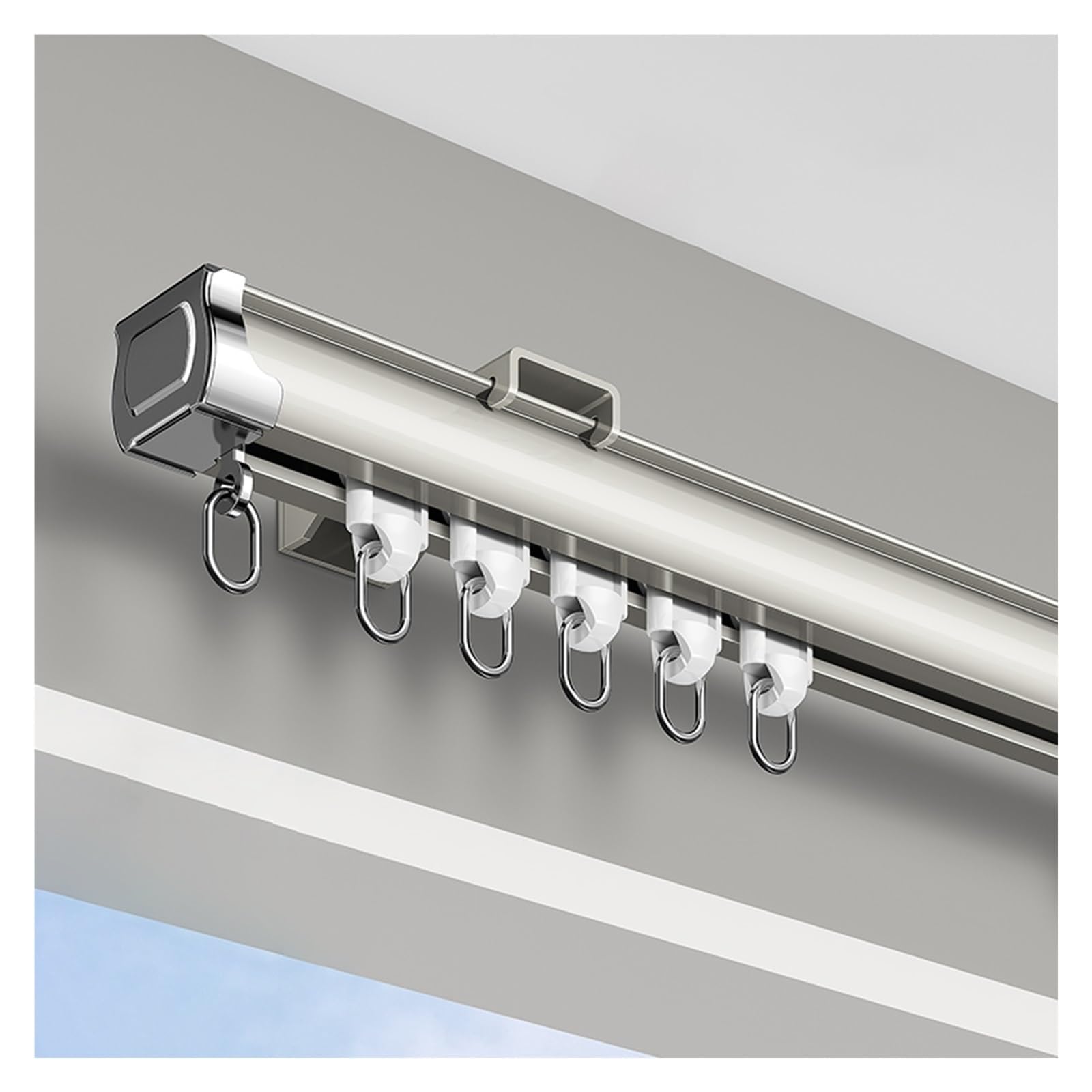 ZJKXJH Curtain Track Ceiling Mount/Wall Mounted, 4ft 12 Feet 20ft 24' 32 Foot 40ft Cuttable Aluminum Sliding Curtain Rail, Living Room/Bedroom/Hotel Room Divider Tracks(Wall Mount,4ft/1.22m)