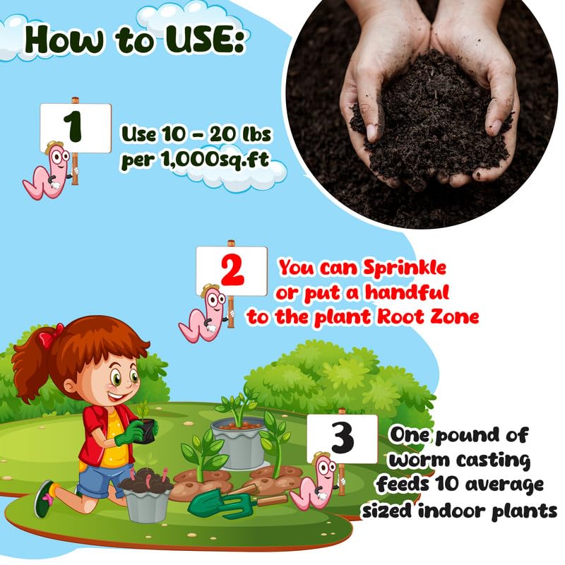 Miniatura 5 de Fundición de gusano orgánico para jardinería 5 libras - Procedente de gusanos rojos ondulantes - Enmiendas del suelo y tierra de jardinería para