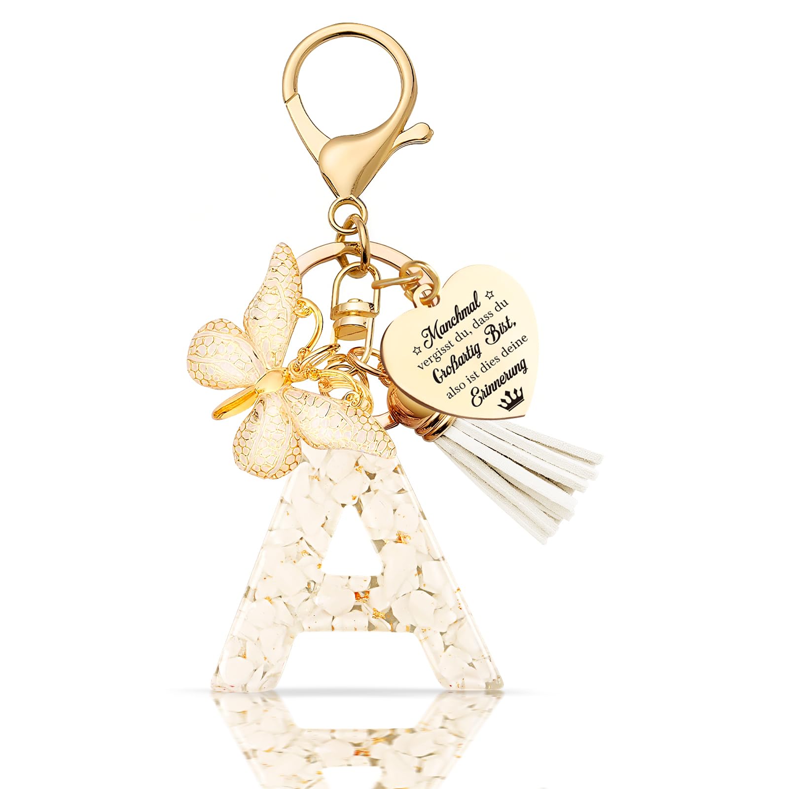 Anruzon Schlüsselanhänger Mädchen Buchstabe - Schlüsselanhänger mit Anfangsbuchstaben Schlüssel Anhänger - Einschulung Geschenk - Keychain Geschenk für Kinder, Mädchen, Frauen
