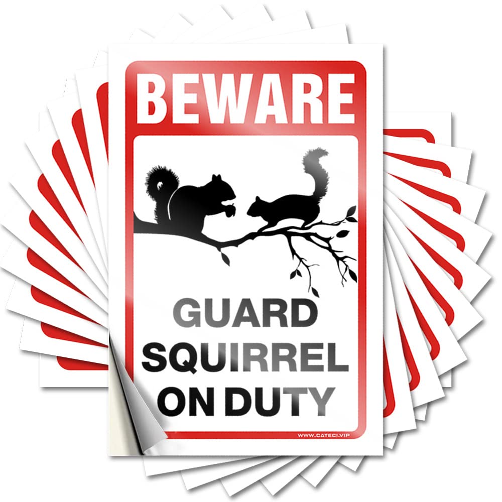 Bathroom Accessories Decor Bathroom Decals - Beware! Guard Squirrel On Duty Cover Waterproof Vinyl Sticker(12X18CM)