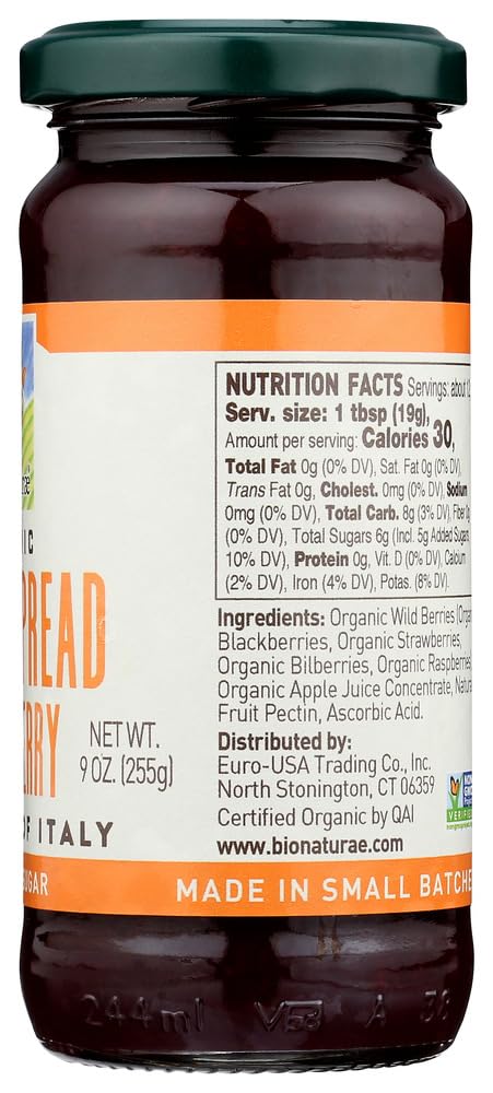 Bionaturae Organic Fruit Spread Wild Berry -- 9 oz - 2 pc