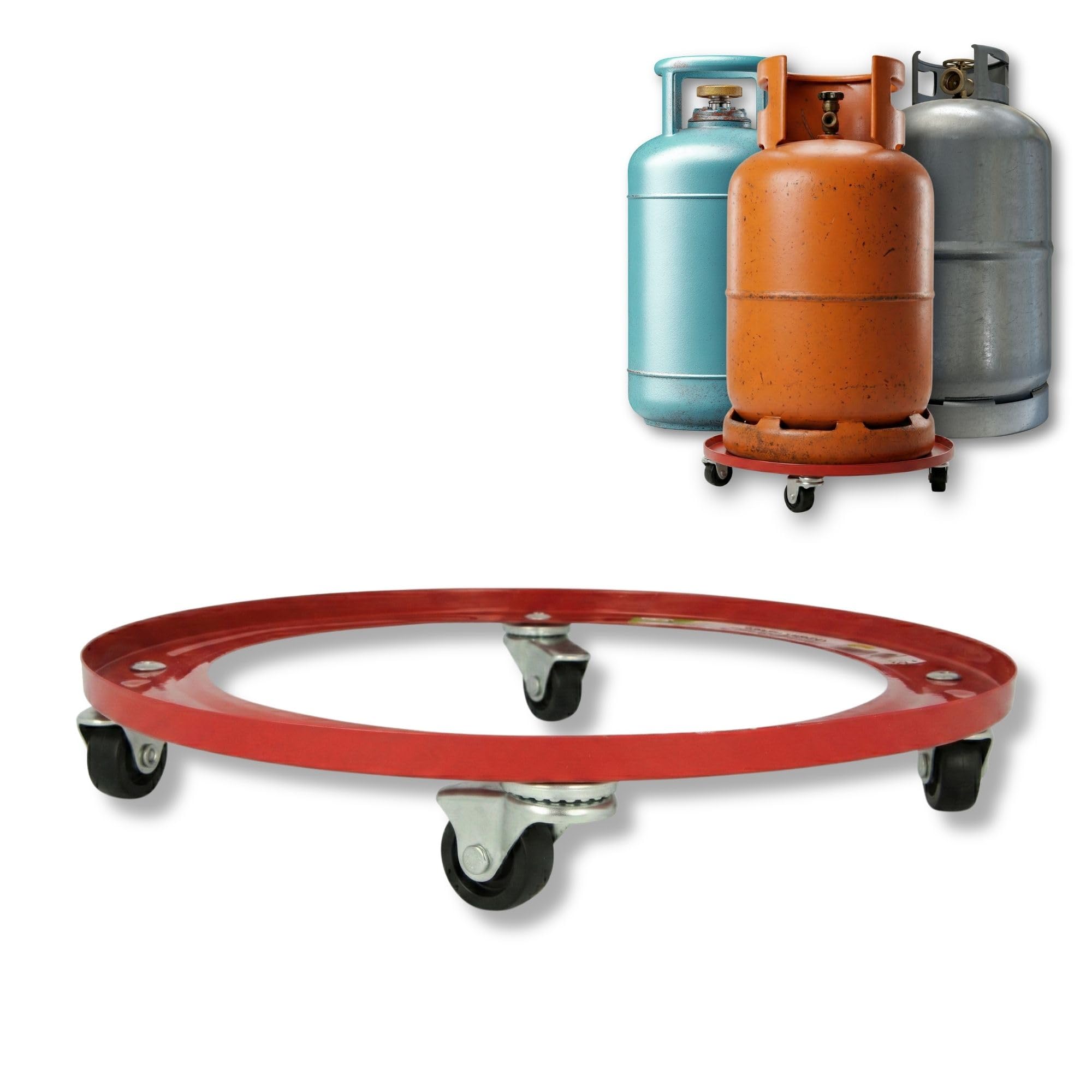 Amig Soporte para Bombonas de Butano Carro Transporte 4 Ruedas Giratorias Ø31cm Carga Máxima 30kg Acero Aleado Naranja