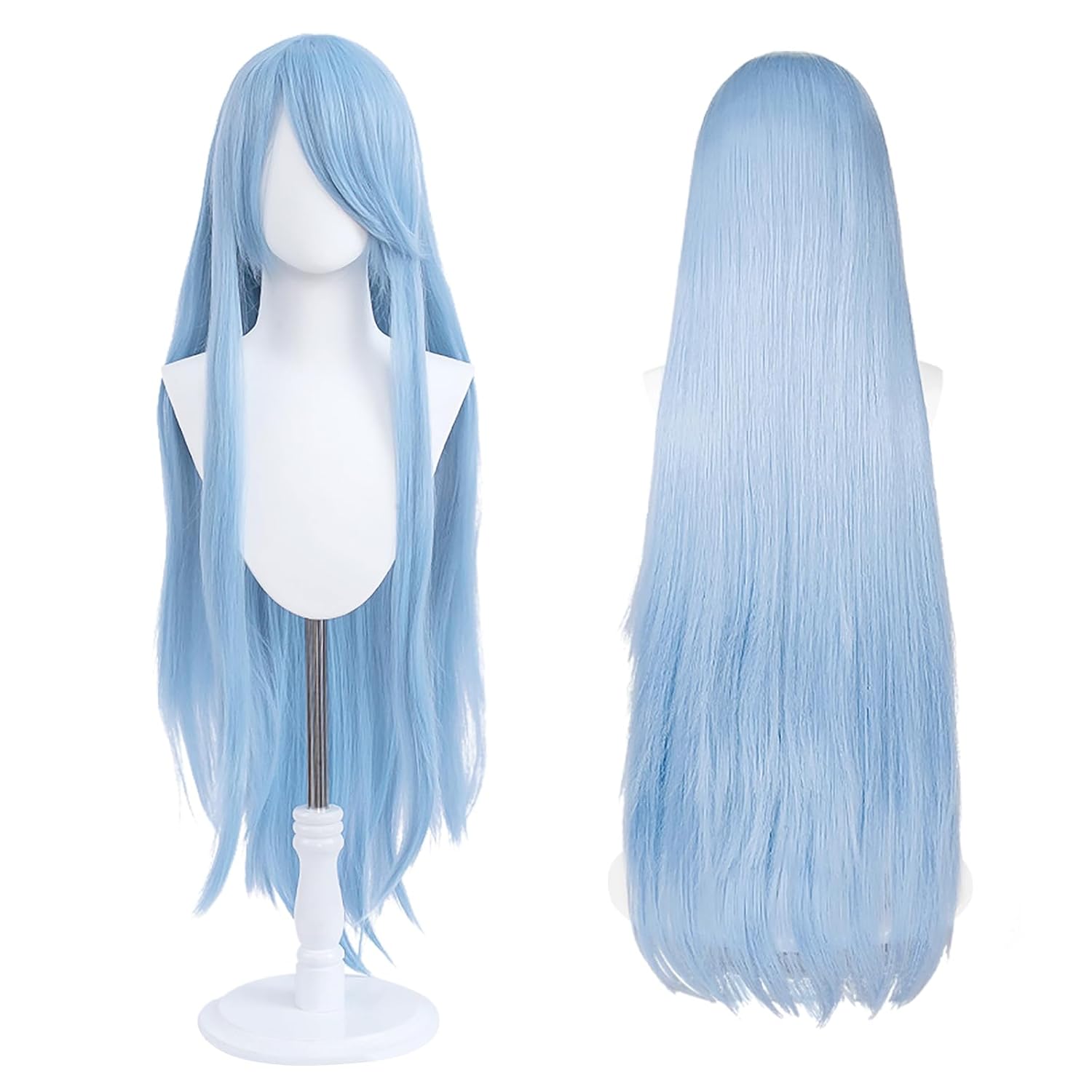 UTIEHD 100cm / 40 Inch Long Wig, Universal Anime Costume Cosplay Wig, Perfect for Party, Daily-Use, Festivals, and Halloween, Great for TV, Film, Anime Game Character Cosplay (Sky Blue)