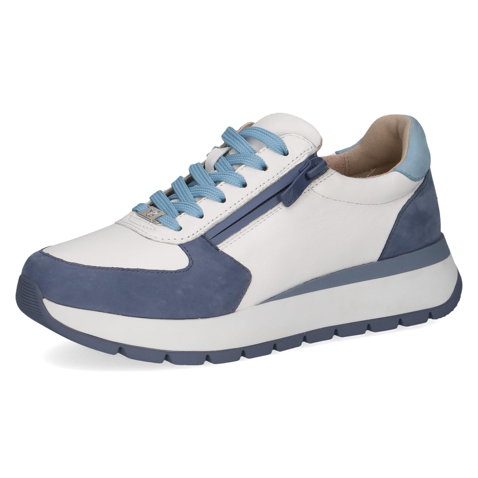 CAPRICE Women's Low-top Leather Sneakers with Zipper, Blue (Blue Comb), 6.5 UK