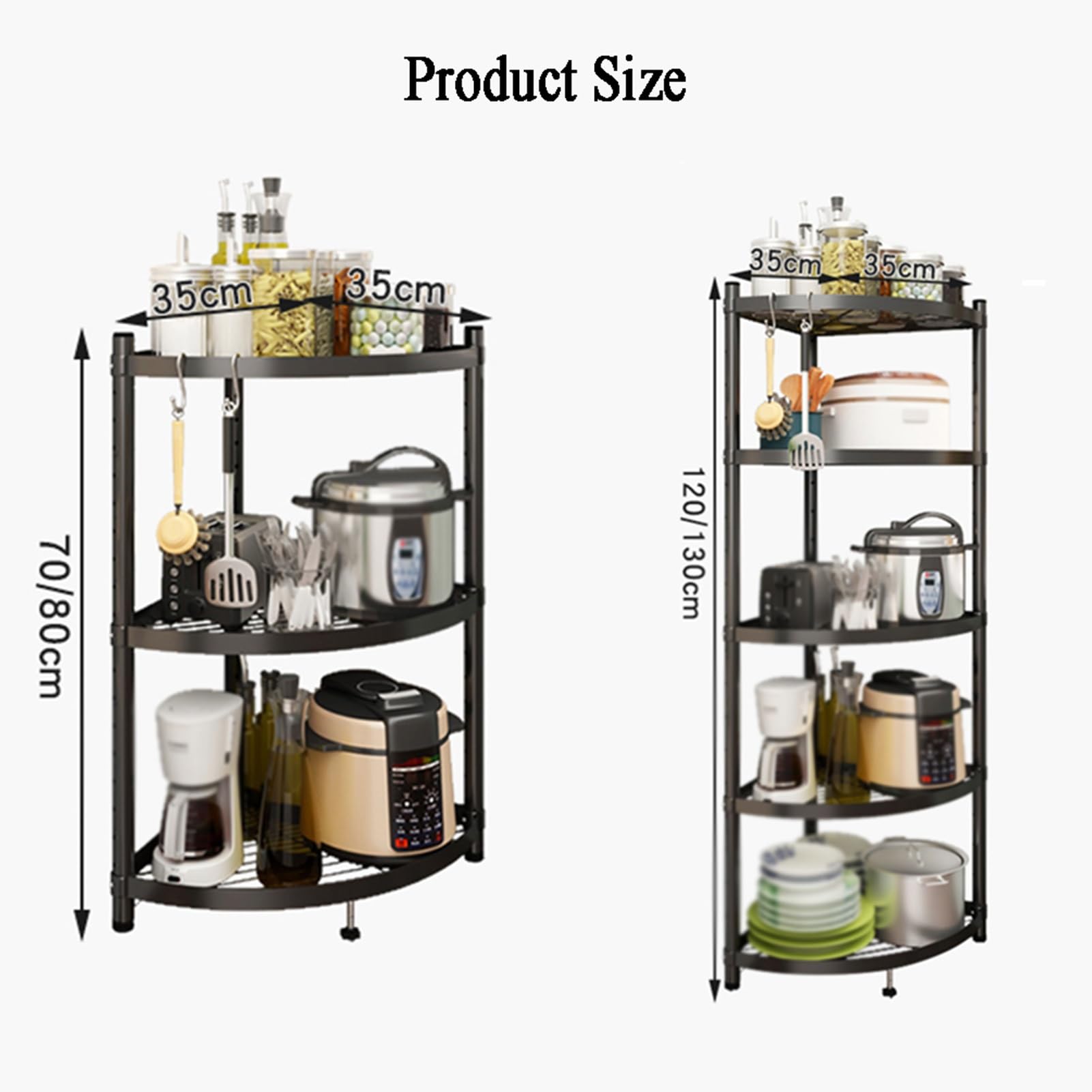 Scaffale regolabile a 3/5 ripiani in acciaio inox per ingresso, soggiorno, dispensa, bagno, design angolare per spazi ristretti (35 x 35 x 120 cm)