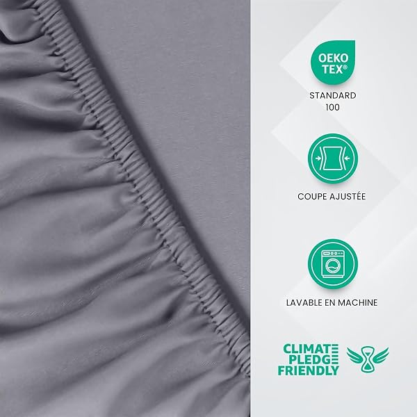 Utopia Bedding Lot de 6 Drap Housse - Gris, 160 x 200 cm - Coupes de 35 cm pour Matelas épais - Microfibre brossée - 3