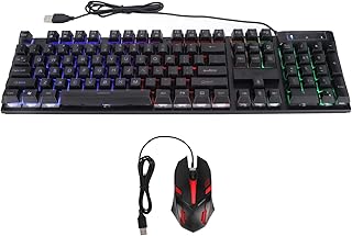 Goshyda Keyboard and Mouse Combo,104 Keys Wired LED Backlit Wired Mechanical USB Ergonomic Gaming Keyboards and Mouse Set, for PC Computer Gamer (black)