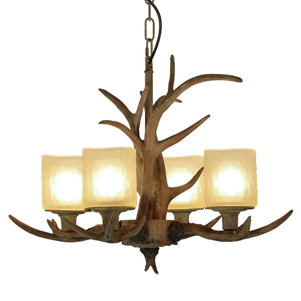 SYAXVOM Antler Chandelier Retro American Country Style Creative Living Room Restaurant Cafe (4 Heads)