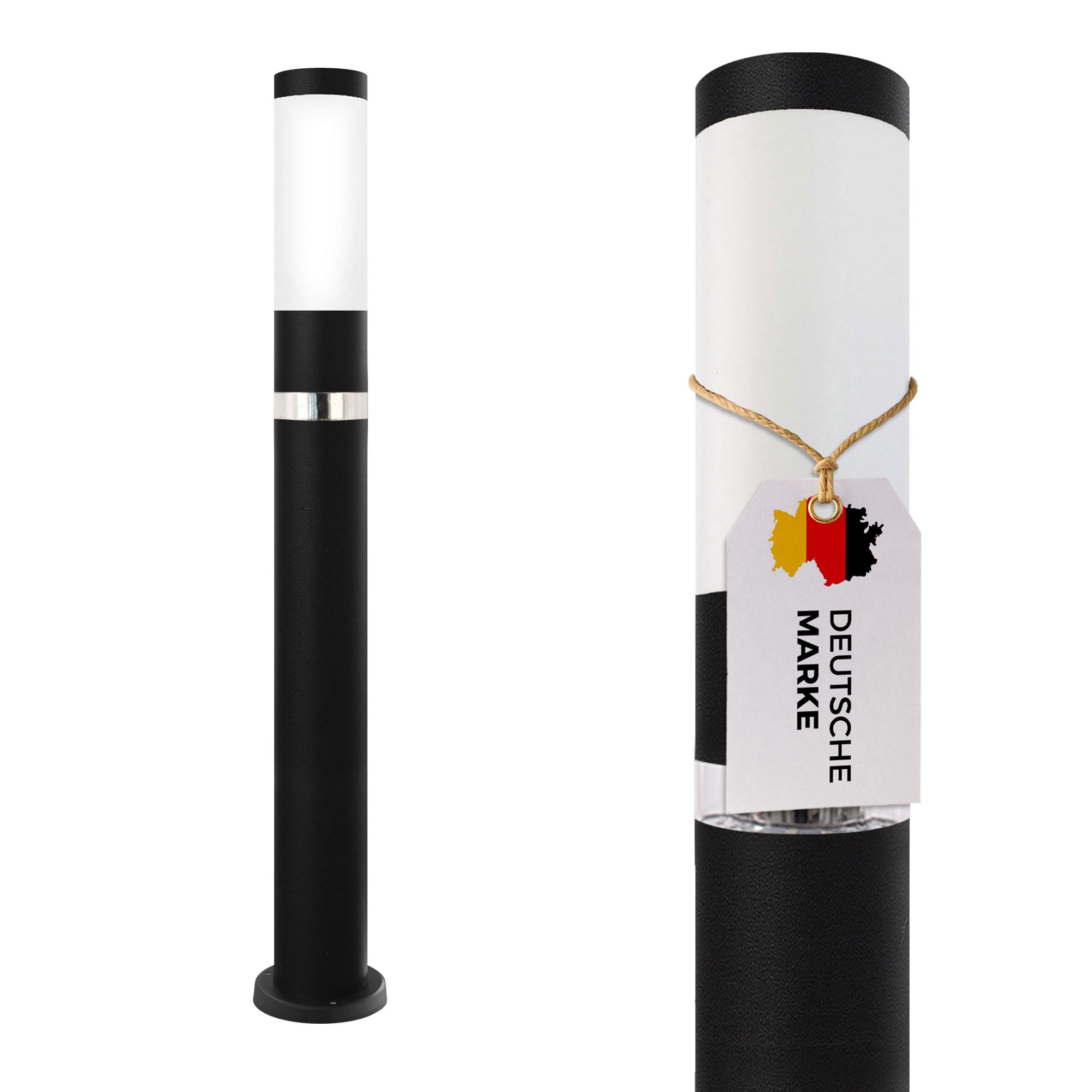 max K O M F O R T Wegeleuchte Aussenleuchte 80cm Standleuchte LED-Ring Aussenstandlampe Standlampe AussenStandleuchte Schwarz E27 Fassung 232-800-BK-LED