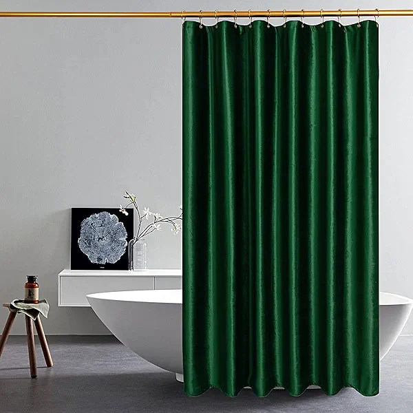 Thicken Velvet Dark Green Shower Curtains for Bathroom, Luxury 260 GSM Heavy Duty Fabric Shower Curtain with Hooks, Washable, Waterproof Shower Curtain for Hotels,Showers, Bathtubs, 72 x 72 inches
