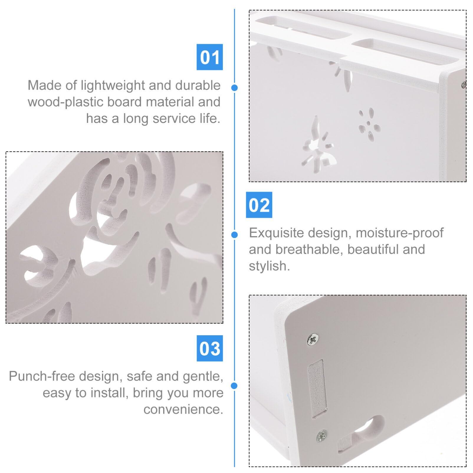 Joebo Support mural pour routeur WiFi, modem, câble, prise d'alimentation, boîtes de rangement pour la maison