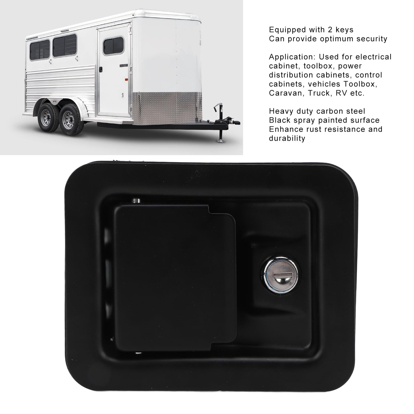 Serrure à Palette de Poignée de Camping-car Acier Inoxydable 304, Serrure Boîte Outils Remorque avec Clés, 5,5x4,2 Loquet Poignée encastré Serrure Boîte Outils Camion Loquet Porte