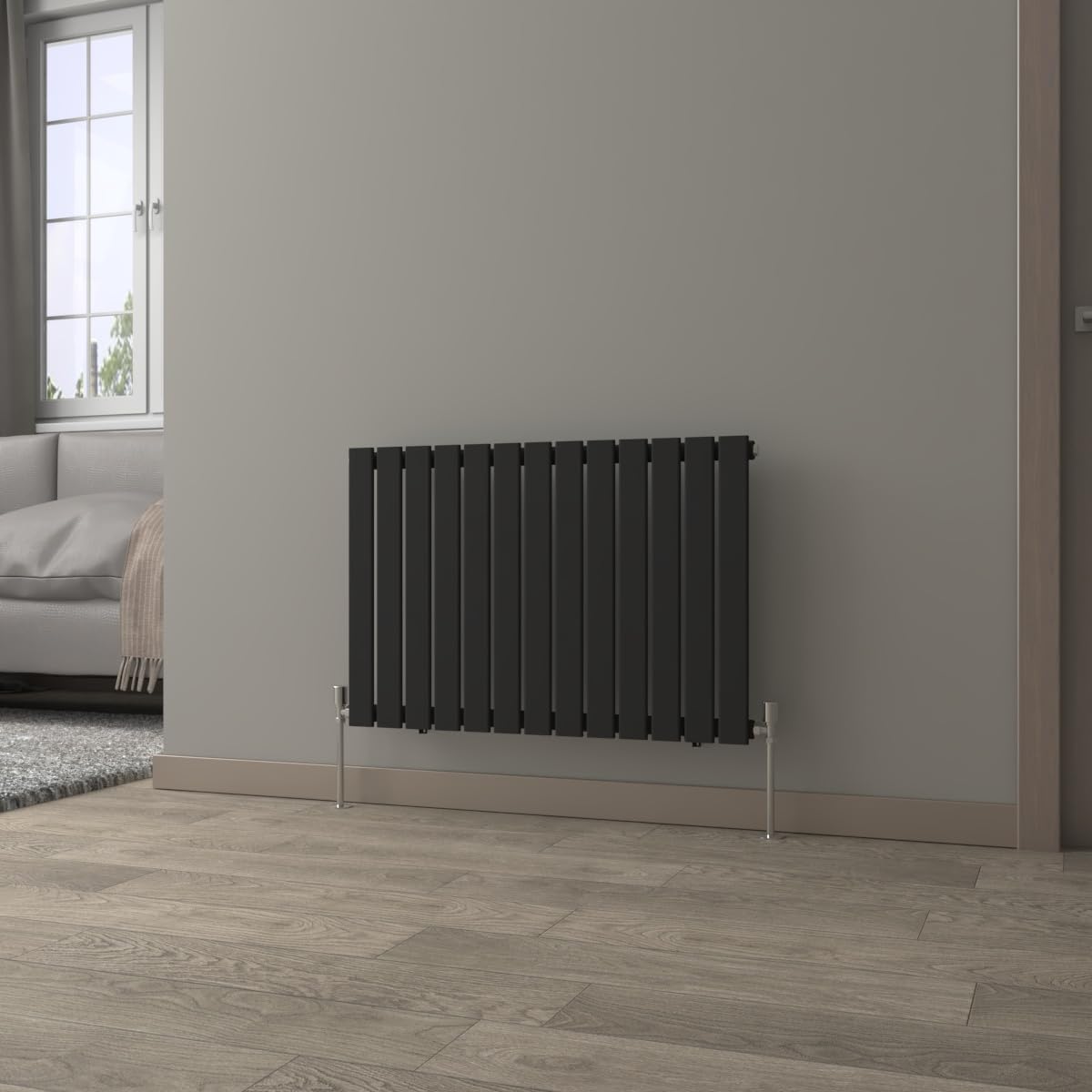 NRG Black Horizontal Radiator 600x884mm Single Flat Panel Central Heating — image 1