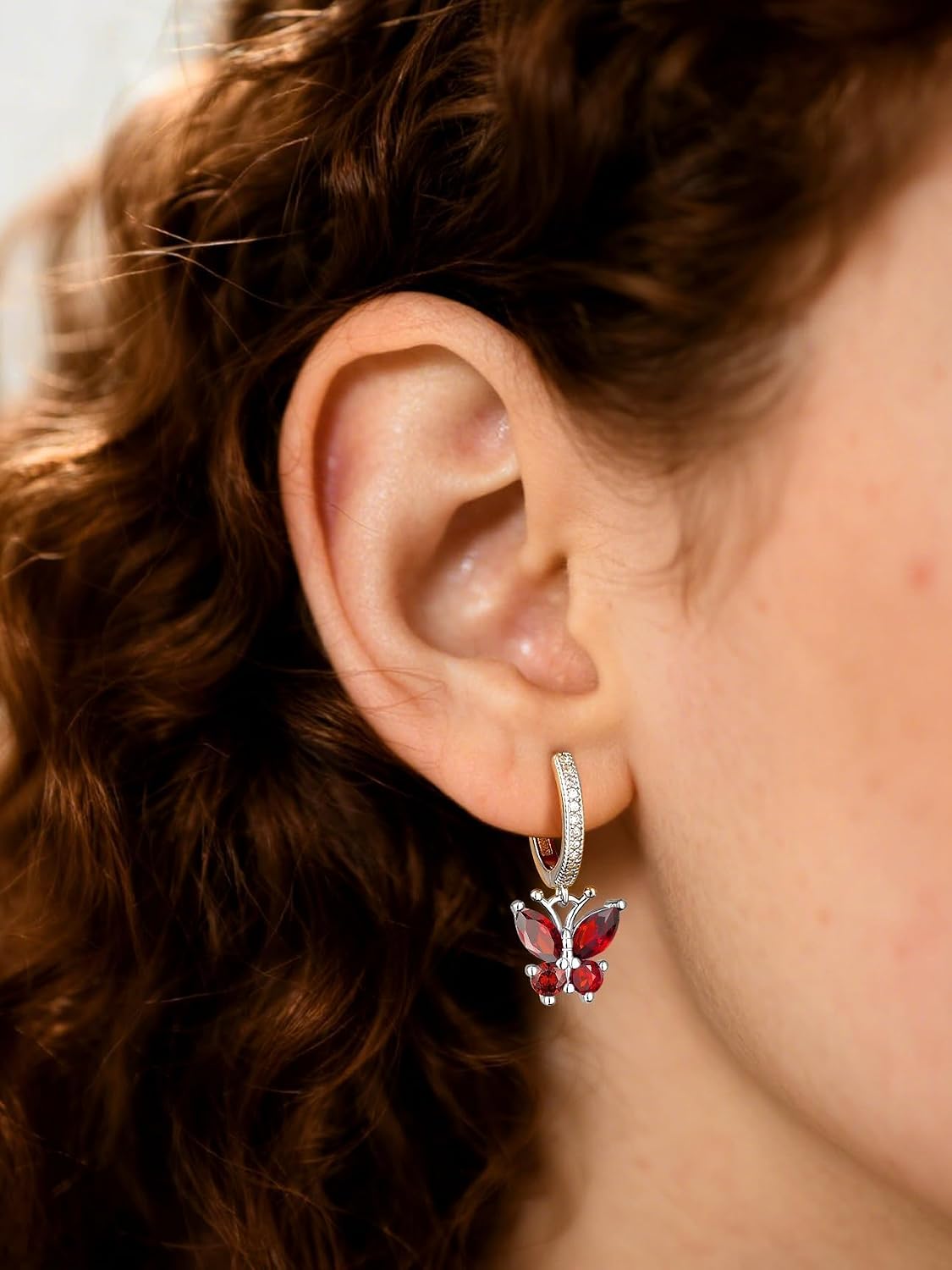 SILVERCUTE 925 Sterling Silver Butterfly Earrings for Women - Dainty Butterfly Birthstone Earrings,Hypoallergenic Dangle Earring, Birthstone Jewelry Birthday Gifts for Women
