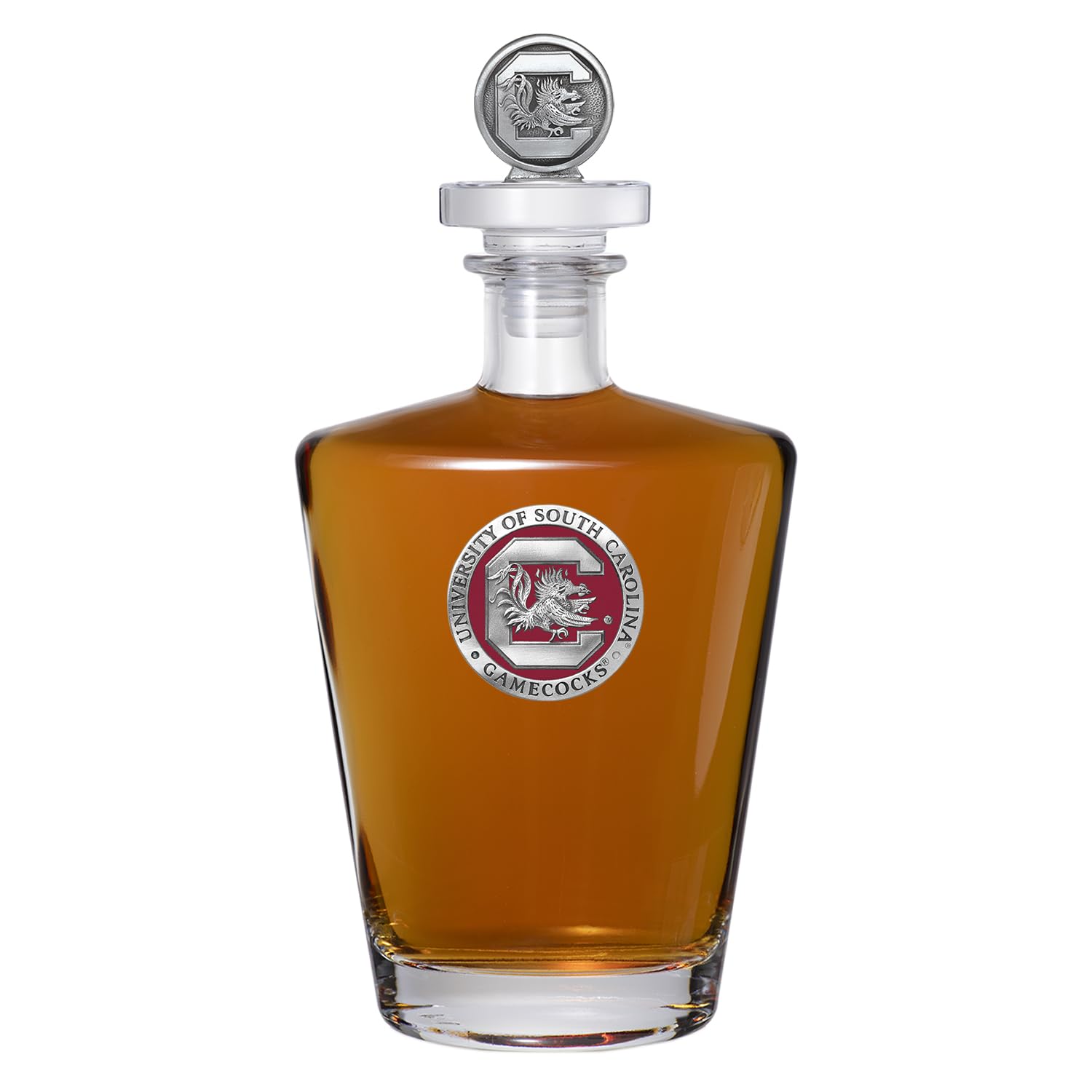 Heritage Pewter South Carolina Gamecocks Royal Decanter with 3D Stopper | 30 OZ Liquor Pourer | Expertly Crafted Pewter Glass