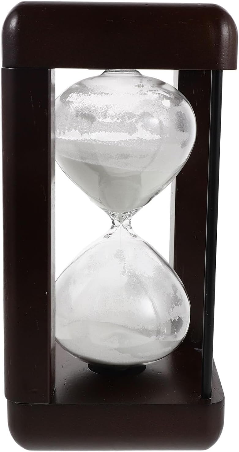 Vintage Decorative Hourglass Timer with White Sand 60 Minutes Glass Sand Clock for Kitchen Cooking Classroom and Office Desk