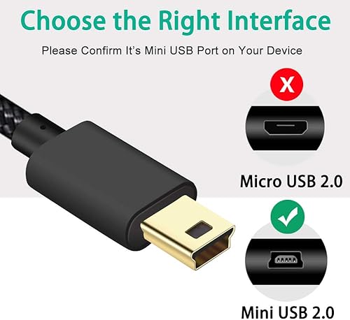 Miniatura 3 de Cable mini USB trenzado, paquete de 3 cables USB 2.0 tipo A a Mini B de 3 pies para GoPro HERO4, Hero 3, controlador de PS3, Canon PowerShot,