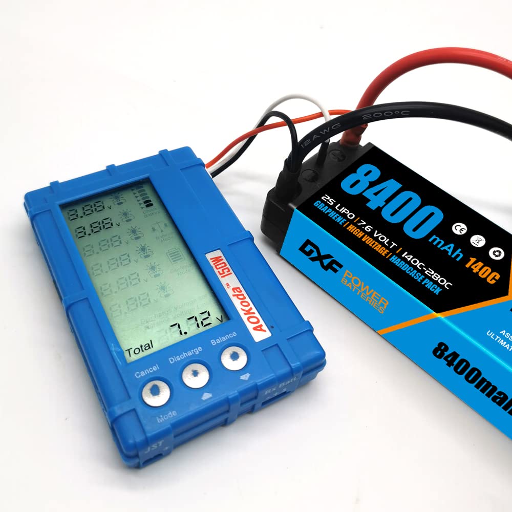 DXF Batteria LiPo 2S 7.6V 8400mAh 140C HV Custodia Rigida Spina Deans T Bullet 5mm Auto RC Truck Buggy Touring Car Alta Capacità Affidabile Potente Gare Racing Modellismo 1 Pezzo