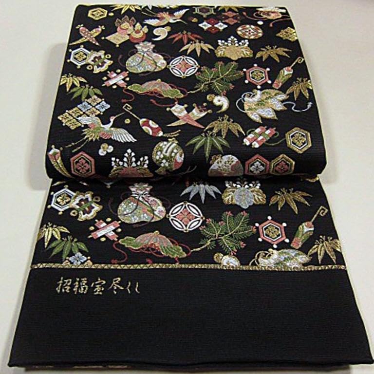 上質な逸品　新品　西陣織唐織袋帯 黒地【綿芯御仕立付】錦綾宝尽くし文 上質な逸品新品西陣織唐織袋帯 黒地【綿芯御仕立付】錦綾宝尽くし文