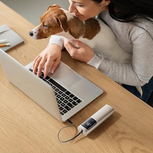 Miniatura 6 de iWALK Banco de energía para portátil, 20000 mAh, 65 W, cargador portátil de 3 salidas con cable USB-C integrado, PD QC de carga rápida, batería