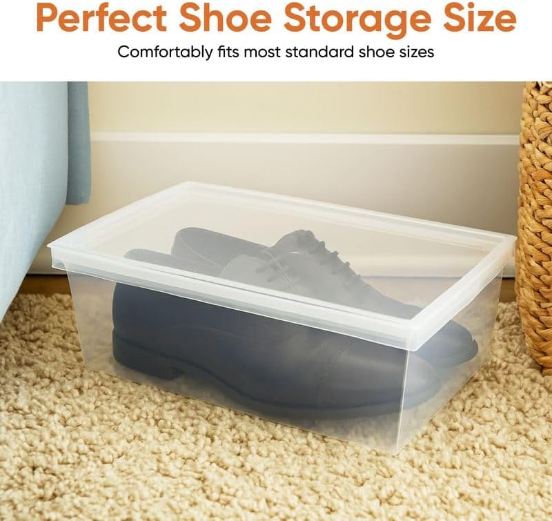 Miniatura 3 de Superio Caja de almacenamiento moderna para zapatos, paquete de 3 unidades, 6.5 cuartos de galón6 litros, organizador de plástico apilable (13.5