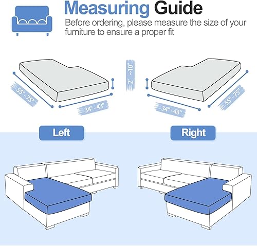 Miniatura 4 de WEYOND Funda para sofá en forma de L, funda de felpilla súper elástica para sofá en forma de L, protector de muebles (solo 1 funda de cojín para