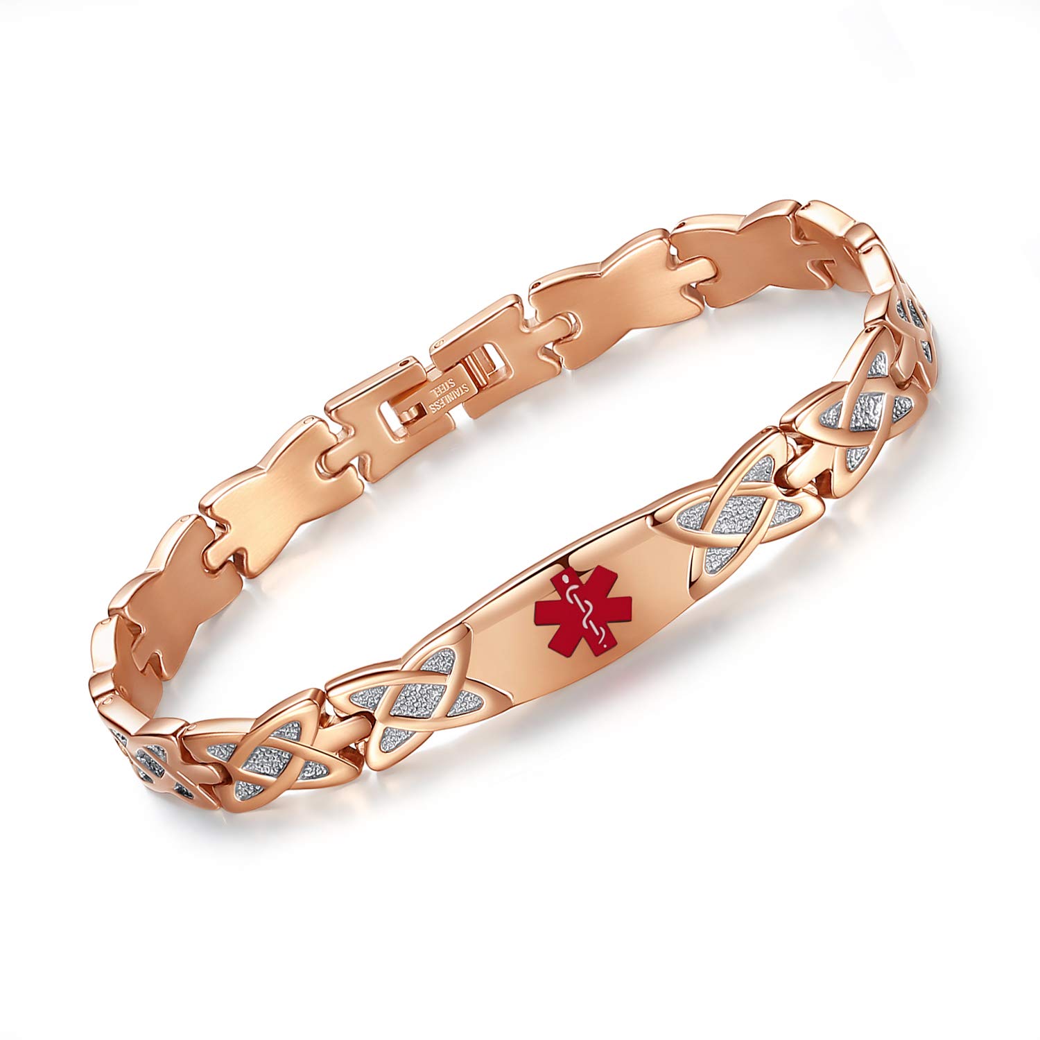 Shiny Star Identification Bracelets for Women Medical Alert Bracelet