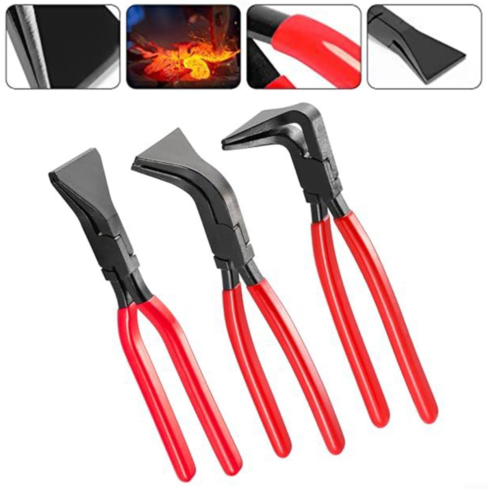 Juego de 3 alicates de doblado de chapa de acero de alto carbono para reparación automotriz con mandíbulas rectas de 45° y 90°, antideslizantes para mecanizado de chapa metálica