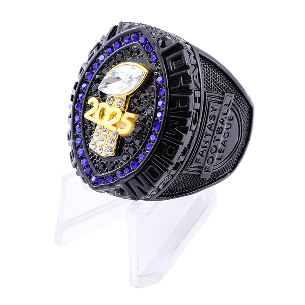 guancrown 2025 Fantasy Football Championship Ring Award Prize Trophy Sports Winner FFL Champion Ring (ring with stand, size 9)