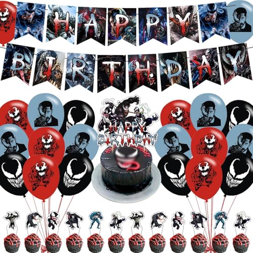 3 Party Decorations 3 Birthday Party Supplies Includes Banner - Cake Topper - 12 Cupcake Toppers - 18 Balloons