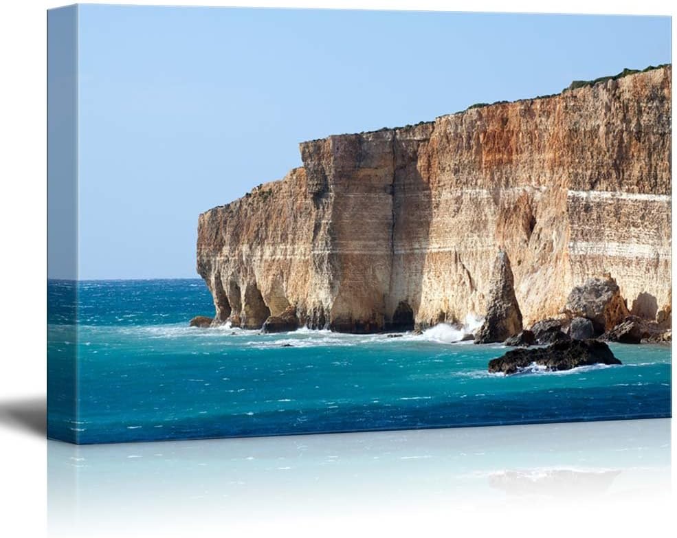 Beautiful Scenery Landscape Comino Island Cliff and View of Mediterranean - Canvas Art Wall Art - 12" x 18"