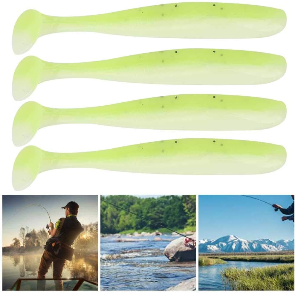 Soft Plastic Fishing Lures Durable Grub Baits 20PCS for Fish Tackle Accessory Green 7.5cm